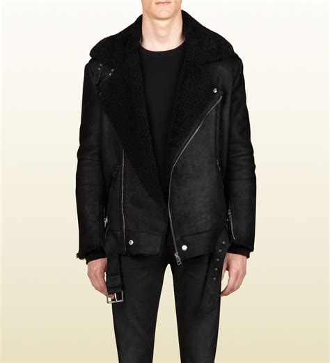 gucci shearling jacket men|Gucci men's coats.